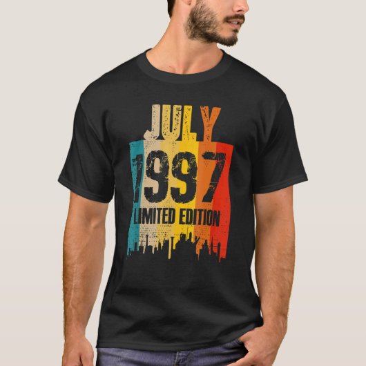Juli 1997 25 jaar oude verjaardag t-shirt (Voorkant)