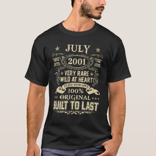 Juli 2001 21 jaar oud 21e verjaardag t-shirt (Voorkant)
