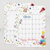 Juli 2022 Kalender Gelukkige Verjaardag Uitnodigin Kaart (Voorkant / Achterkant)