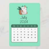 Juli 2024 Stand Alone Kat en Plant Kalender Menu (Voorkant)