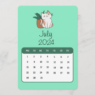 Juli 2024 Stand Alone Kat en Plant Kalender Menu