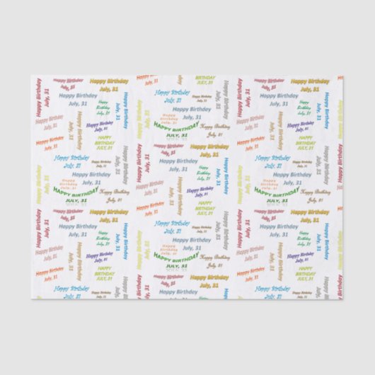 Juli, 31 Birthday Weefboek Tissuepapier (Voorkant)