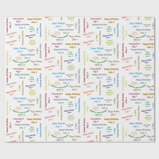 Juli, 3 Vervaldag cadeaupapier (Vlak)