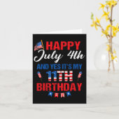 Juli 4 &amp; Ja Het is Mijn 11e Verjaardag 11 Jaar Kaart (Gele Bloem)