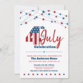 Juli 4 BBQ Sterren Strepen Rood Wit Blauw Modern Kaart (Voorkant)
