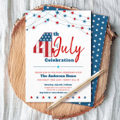 Juli 4 BBQ Sterren Strepen Rood Wit Blauw Modern Kaart