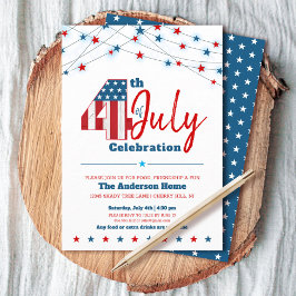 Juli 4 BBQ Sterren Strepen Rood Wit Blauw Modern Kaart