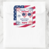 Juli 4 Hart Zonnebril Amerika Party Vierkante Sticker (Tas)