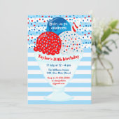 Juli 4 IJs Verjaardagsfeestje Kaart (Staand voorkant)