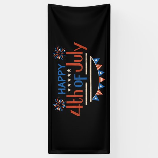 Juli 4 Onafhankelijkheidsdag 2.5x6 Vinyl Banner (Verticaal)