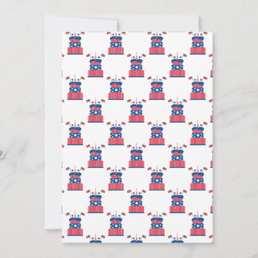 Juli 4 Party Rood Wit en Blauw Cake Kaart (Achterkant)