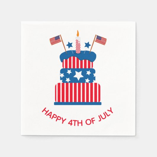 Juli 4 Party Rood Wit en Blauw Cake Servet (Voorkant)