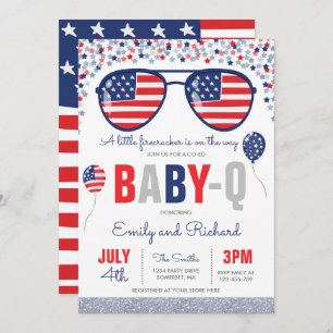 Juli 4e Baby shower Baby-Q Baby shower Juli BBQ Kaart