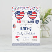 Juli 4e Baby shower Baby-Q Baby shower Juli BBQ Kaart (Staand voorkant)