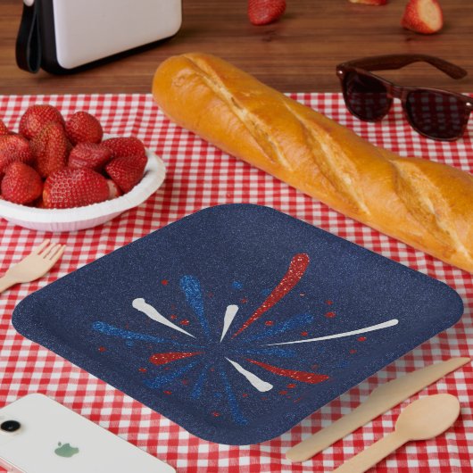 Juli 4e Borden van het Glitter-papier van het Vuur Papieren Bordje (Picknick)