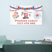 Juli 4e Familienaam BBQ Banner (Beurs)