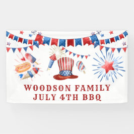 Juli 4e Familienaam BBQ Banner