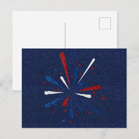 Juli 4e Fireworks Glitter Briefkaart (Voorkant / Achterkant)
