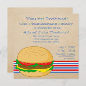 Juli 4e Striped BBQ Cookout nodigt uit Kaart (Voorkant / Achterkant)