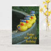 Juli 4e verjaardag Rubber Duckies Card Kaart (Gele Bloem)