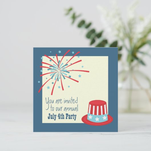 Juli 4e Vuurwerk nodigt uit Kaart (Staand voorkant)
