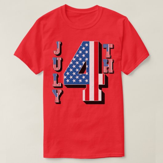  Juli 4th Amerikaanse Vlaggen Tekst T-shirt (Design voorkant)