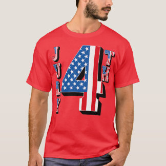  Juli 4th Amerikaanse Vlaggen Tekst T-shirt