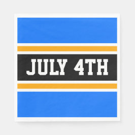 JULI 4TH Helderblauw Zwart Wit Racing Stripes Servet