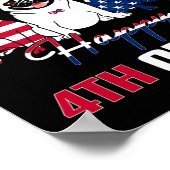 Juli Amerikaanse vlag Drie Rood Wit Pug Blauw Vuur Poster (Hoek)