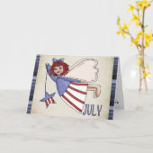 Juli Angel Wenskaart op 4 juli/Birthday Kaart (Gele Bloem)
