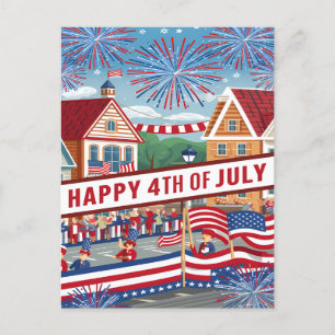 Juli banner te midden van feestelijk vuurwerk feestdagenkaart