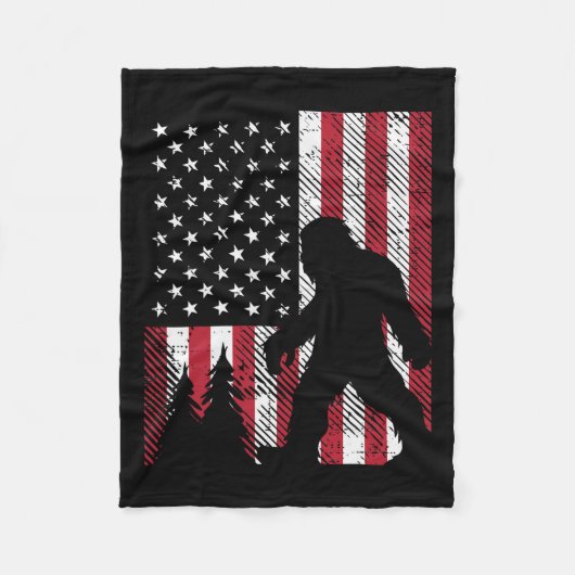Juli Bigfoot Sasquatch Amerikaanse vlag Patriottis Fleece Deken (Voorkant)