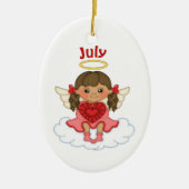 Juli Birthstone Angel Brunette Keramisch Ornament (Voorkant)