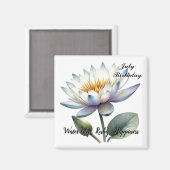 Juli Birthstone Ruby en Water Lily Magneet (Voorkant / Achterkant)