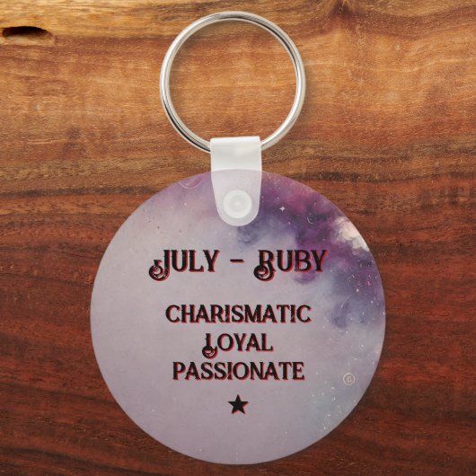 Juli Birthstone Sleutelhanger - Ruby Moth Design (Achterkant)