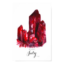 Juli Birthstone - Waterverf Ruby | POSTER