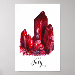 Juli Birthstone - Waterverf Ruby Poster