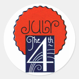 Juli de 4e mod retro patriottische Onafhankelijkhe Ronde Sticker