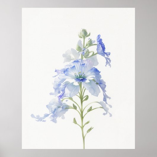 Juli Delphinium Geboorte Bloem Poster (Voorkant)