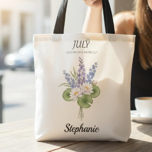 Juli Dolfijn Waterlelie Geboortemaand Bloem Tote Bag