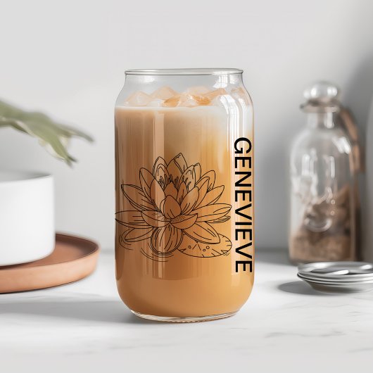 Juli Geboorte Bloem Water Lelie met aangepaste naa Blikvorm Glas