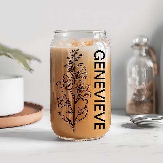 Juli Geboorte Bloem Water Lelie met aangepaste naa Blikvorm Glas