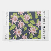 Juli Geboorte Bloemenmarkt Roze Waterlelie Lotus Theedoek (Horizontaal)