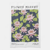 Juli Geboorte Bloemenmarkt Roze Waterlelie Lotus Theedoek (Verticaal)