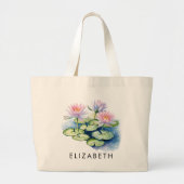 Juli Geboorte Maand Bloem Gepersonaliseerde Gift v Grote Tote Bag (Voorkant)