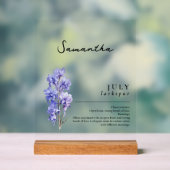 Juli Geboorte Maand Bloem Larkspur gepersonaliseer Acryl Bord (Neutraal)