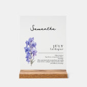 Juli Geboorte Maand Bloem Larkspur gepersonaliseer Acryl Bord (Voorkant)