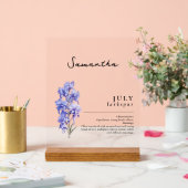 Juli Geboorte Maand Bloem Larkspur gepersonaliseer Acryl Bord (Huwelijk)