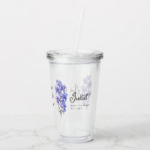 Juli Geboorte Maand Bloem Larkspur gepersonaliseer Acryl Drinkbeker (Achterkant)