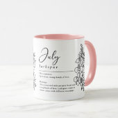 Juli Geboorte Maand Bloem Larkspur Minimalist Mok (Voorkant rechts)